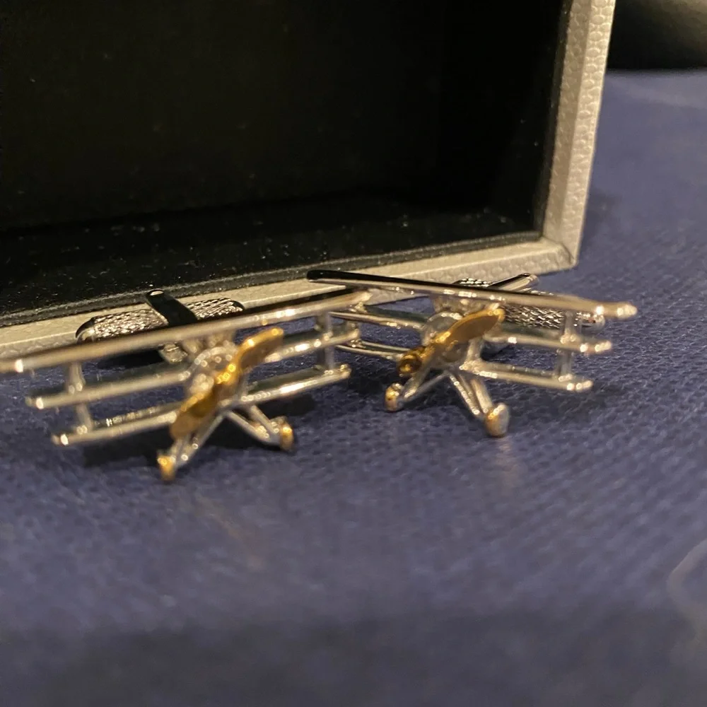 Biplane Cufflinks for Aviation Lovers